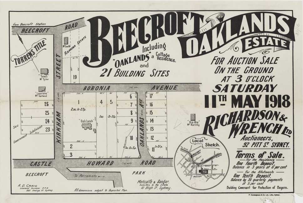 Oaklands Estate 1918